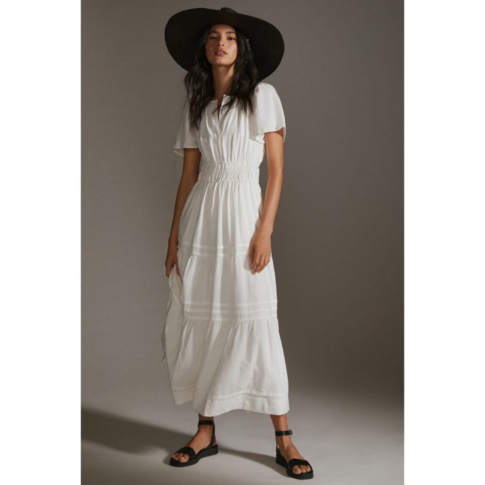 Anthropologie The Somerset White Linen Maxi Dress NWT